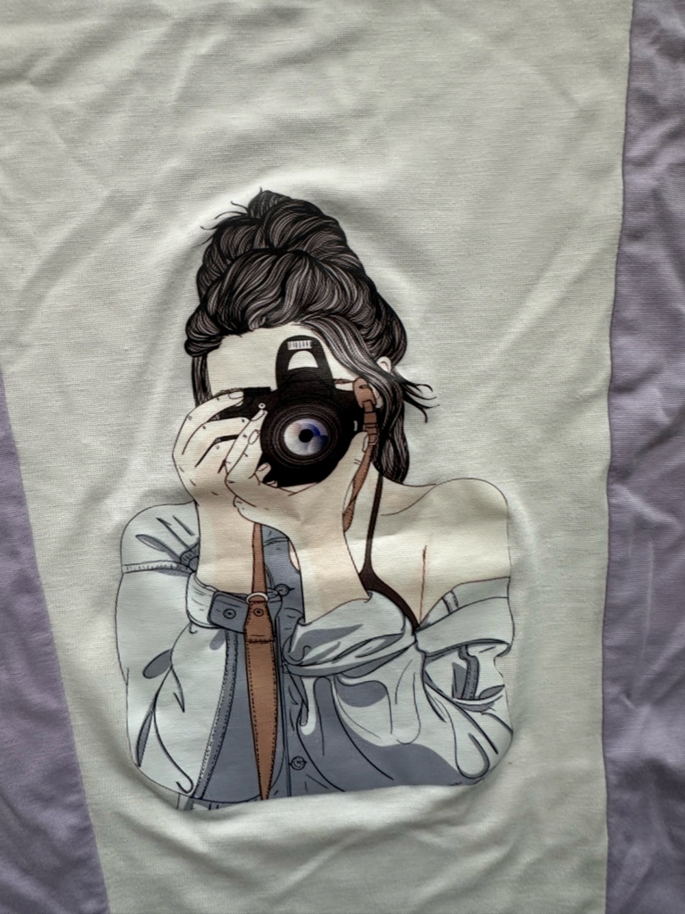 🌞Sale 3 for $15 White Graphic Tank Top with Camera Girl Illustration